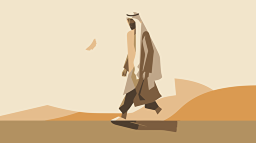 Qatari Man walking, muted colors, vector style illustration 2D