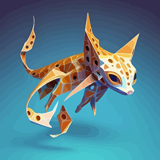 squid body with cat face isometric vector art