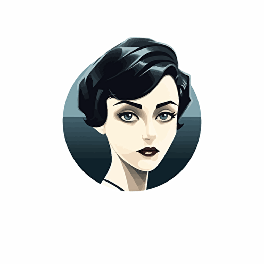 vector logo for translator; lady with short hair;