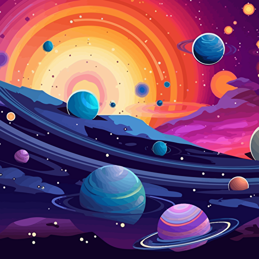 galaxy background, cartoon, vector art,
