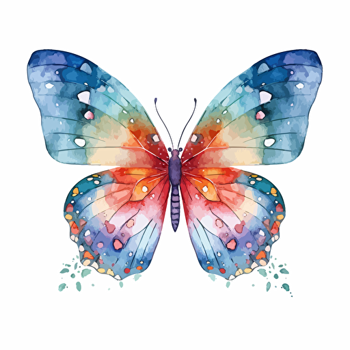 watercolor vector illustration boho butterflies sticker white background