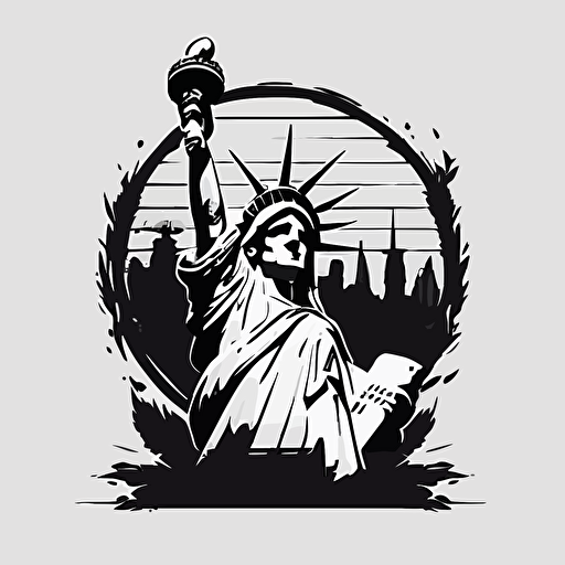 statue of liberty vector logo style black and white minimalistic