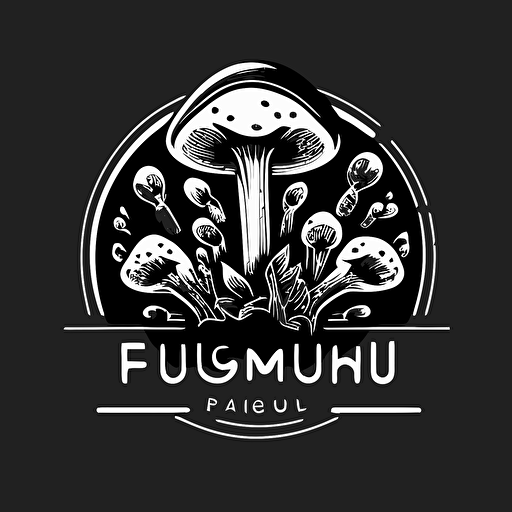 fungi. Simple logo vector design. Black and white