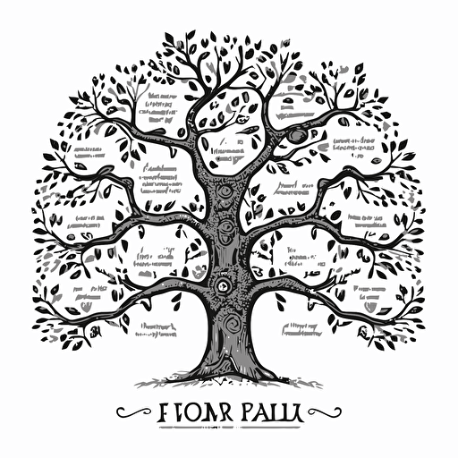 coloring page for adults, family tree, vector