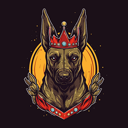 a vectoriel logo with a malinois looks like a king