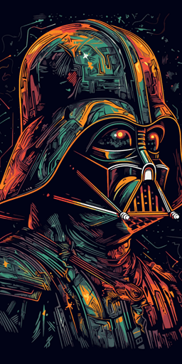 Darth Vader , vector gradient, hand drawn illustration