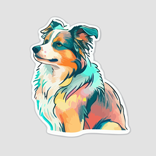vector art of a dog illustration stickers, vivid colors, colorful, pastel cute colors, white background