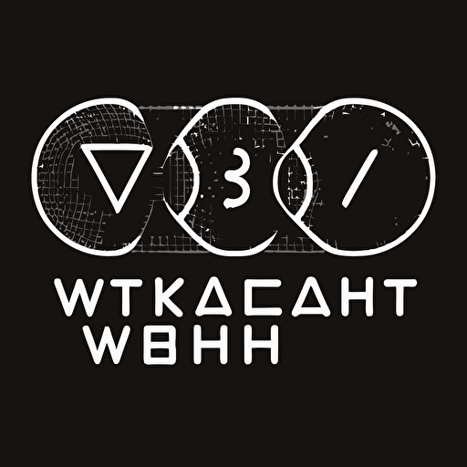 modern, simple, vector iconic logo of YouTube channel about Blockchain and Web3 development, white vector, on black background