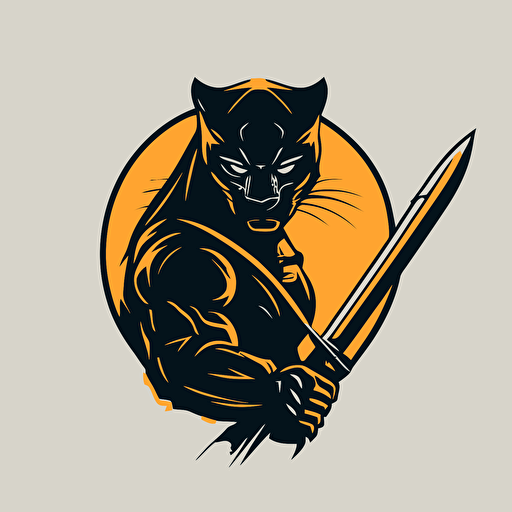 vector logo minimalist of a panther with his paw holding a katana