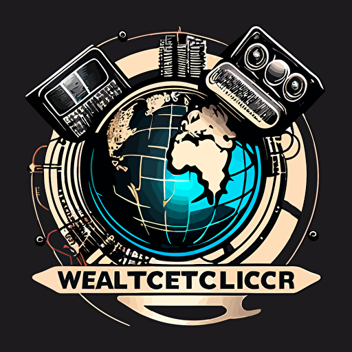 vector art logo with world electronics