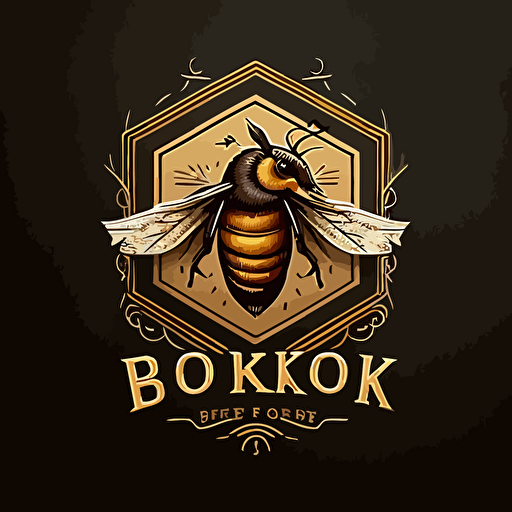 logo for rook honeybee co, vector drawing minimalistic