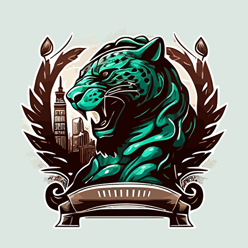 vector logo style,liberty statue around a jaguar,mmascot style