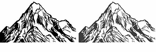 snow covered mountains vector wall art, black and white only