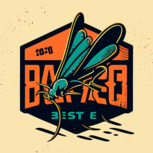 vector logo of a heel squashing a bug, simple, retro style