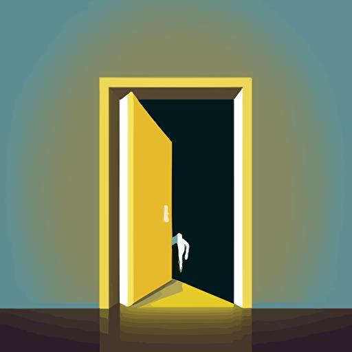 person passing through a very narrow door, vector illustration