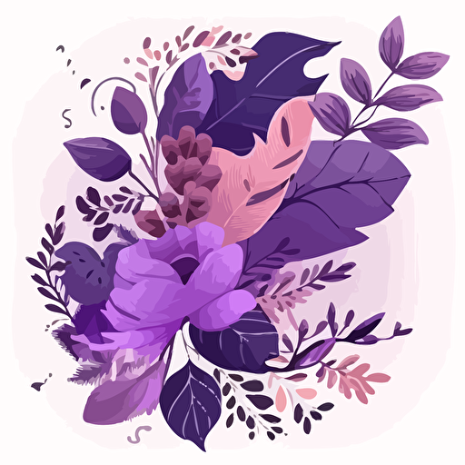 a vector illustration featuring flowers and leafes with girly vibe and colored in purple and pink