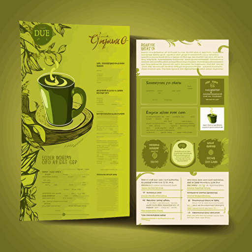 design of a flyer for an organic tea store with 10 product locations, vector, 2d, design