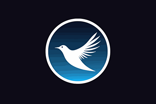 in the forground there is a swift bird flying fast, in background there is a DSLR camera, vector logo, minimalist, simple, two color, blue, white, black