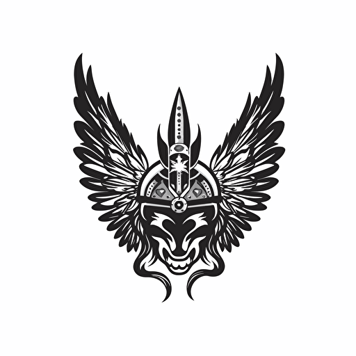 vector logo image Polish hussars helmet with wings