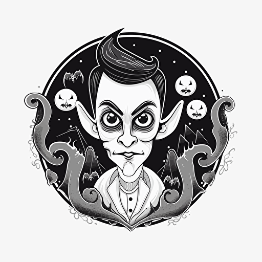 Vampire doodle vector ilustration black and white