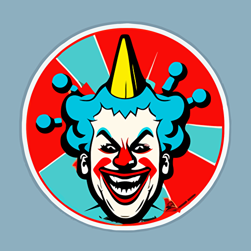 john wayne gacy, clown makeup, sticker, vector, vibrant colors