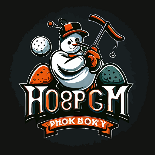 vector logo, golf team named hook'r, slice'r, putt, and snowmen