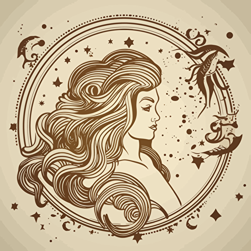 create a retro aquarius zodiac sign, vector ,white clipart