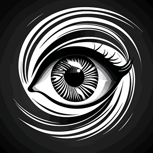 Stylised logo of an eye, black and white, vector art