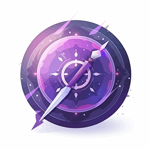 circular vector icon, white background, magical purple dagger