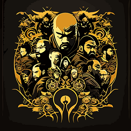wu tang clan poster , vector art , shaolin style , very detailed ,high resolution,