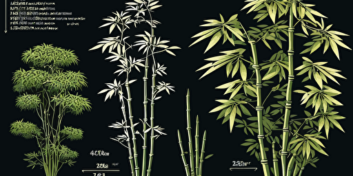 different sizes of bamboo in vector draw style