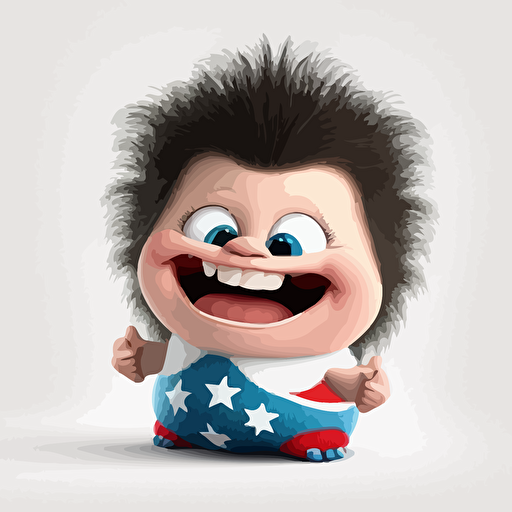 A gorgeus baby fur NRA baby, smiling, republican party style, white background, vector art , pixar style