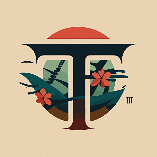 logo design of the letter T, vector, flat 2d, japanese style