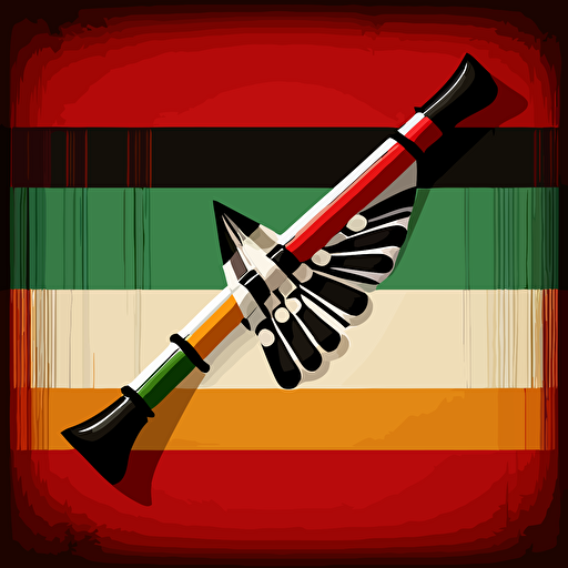 hmong flute instrument, vector, simple, with colors containing black, red, and white