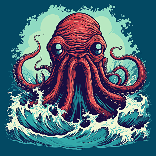 the kraken seriously dangerous cartoon vector style