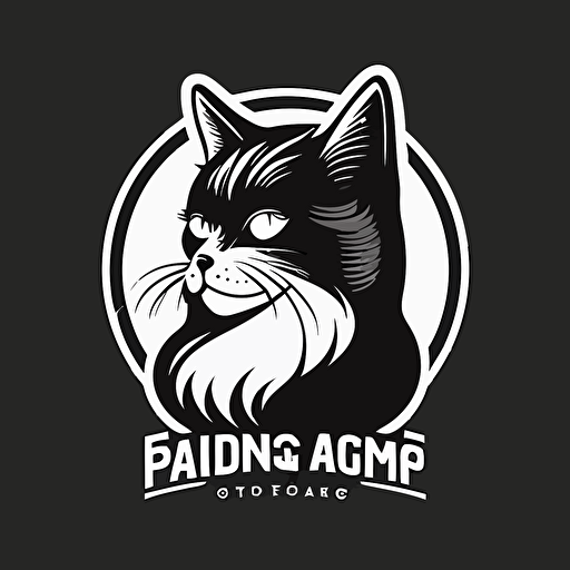 grooming cat vector logo, simple, black and white, Adobe illustrator