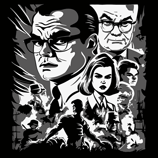 black on white illustration of tv show Goosebumps, 3:4, vector