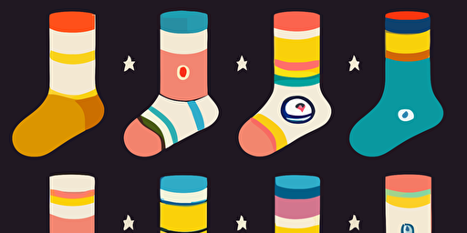 a logo for a socks brand for children, simple, vector, colorful