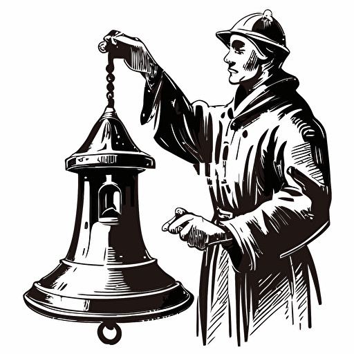 palov ringing a bell black and white vector style, white background