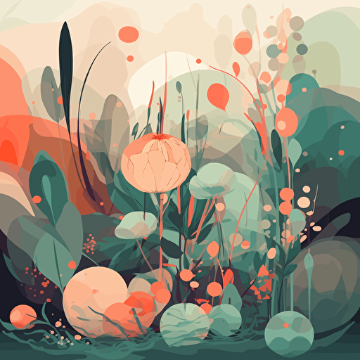 flat random shapes, flowers and plants, image, in the style of fluid geometric shapes, eve ventrue, vector art, modern, minimalistic, flat backgrounds, exotic atmosphere, adventure themed, svetlin velinov, positive vibes