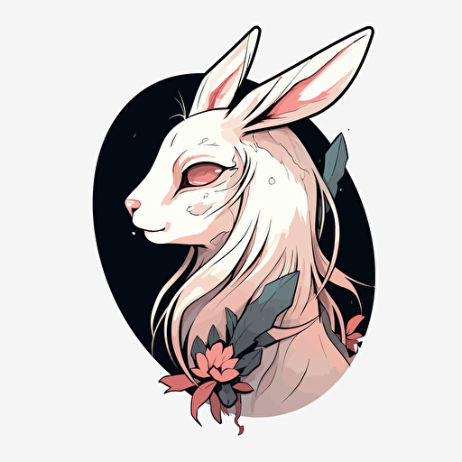 bunny, vector art, white backround, anime artstyle, from the side