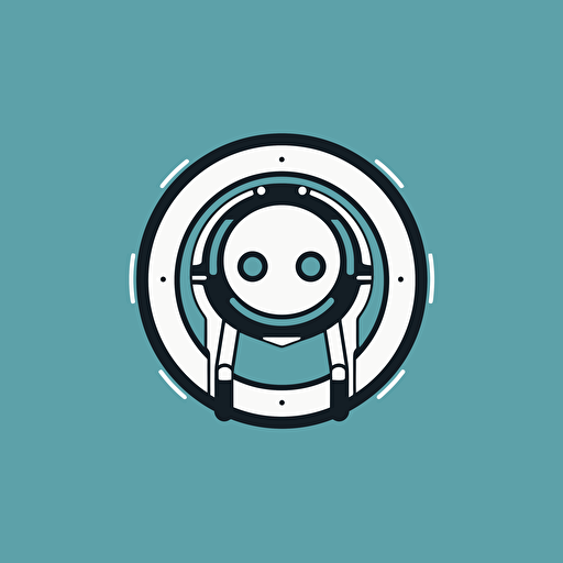 flat vector logo of modern day clippy, friendly, minimal, simplistic, futuristic, robotic, internet**