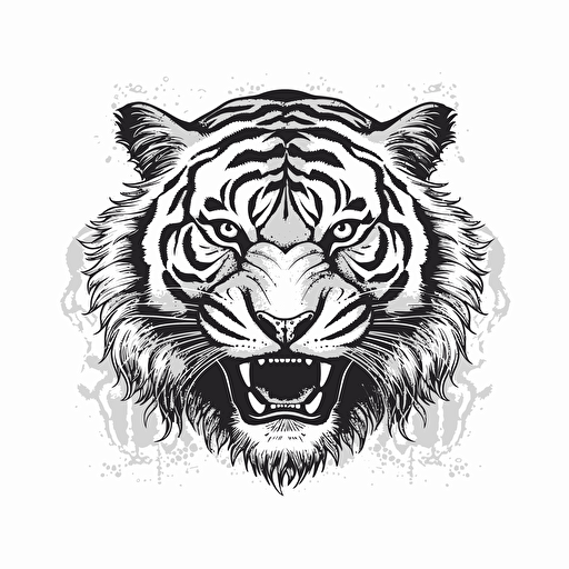 linework black and white tiger vector style