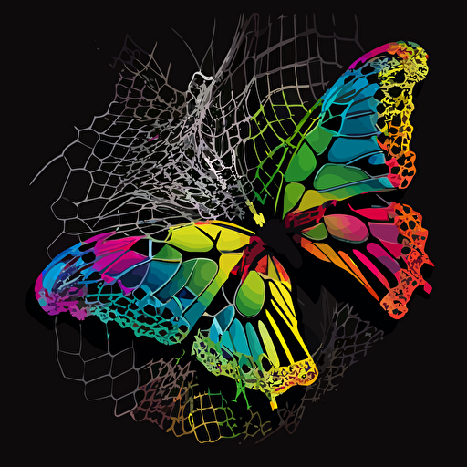 butterfly net vectorial style, limited 3 color