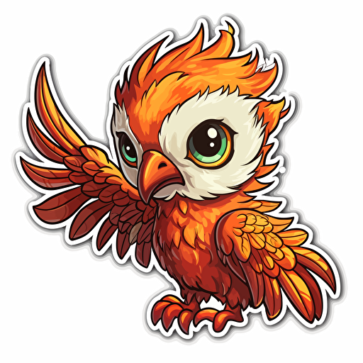 sticker of a cute baby phoenix, highly detailed, vector art, defined sticker cutout, plain white background, 32k