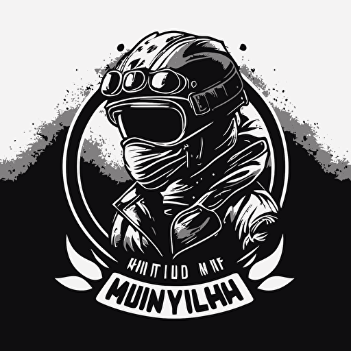 motorcycle club logo, ninja, black and white, simple vectors