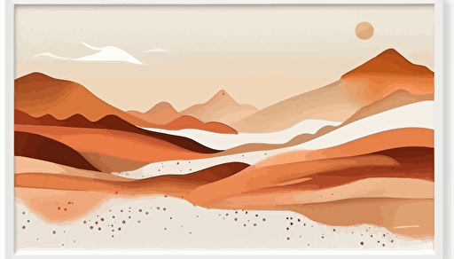 rust orange and beige watercolour abstract landscape, Minimalist, vector, contour