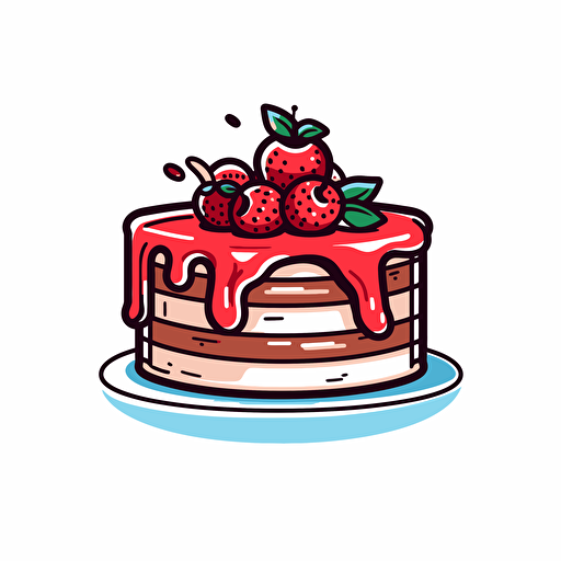 draw siplne logo of cake, line style, vector, 2 colors without background