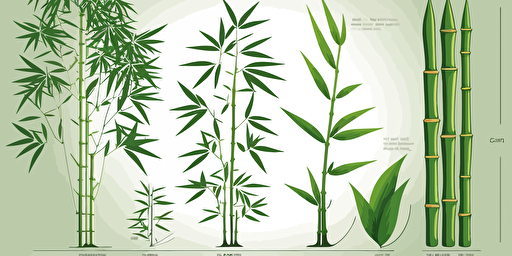different sizes of bamboo in vector draw style
