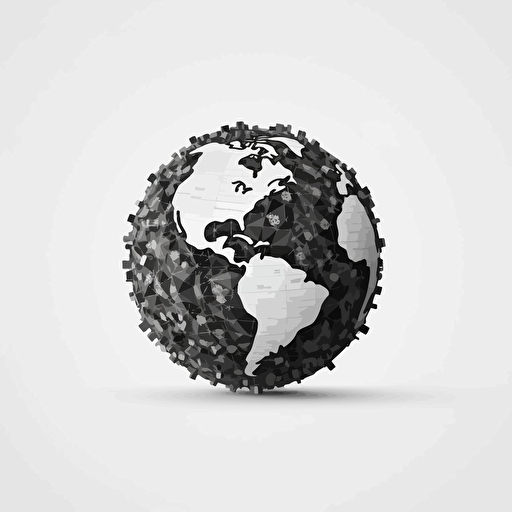minimalist modern design. iconic logo. world globe made of dollar bills. black vector. white background.